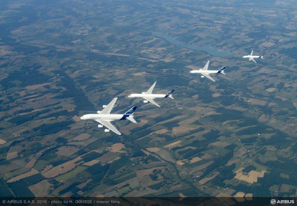 Famiglia Airbus in volo