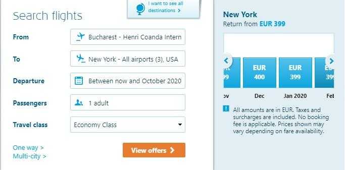 Bucarest-new-york-KLM offre-mois-année